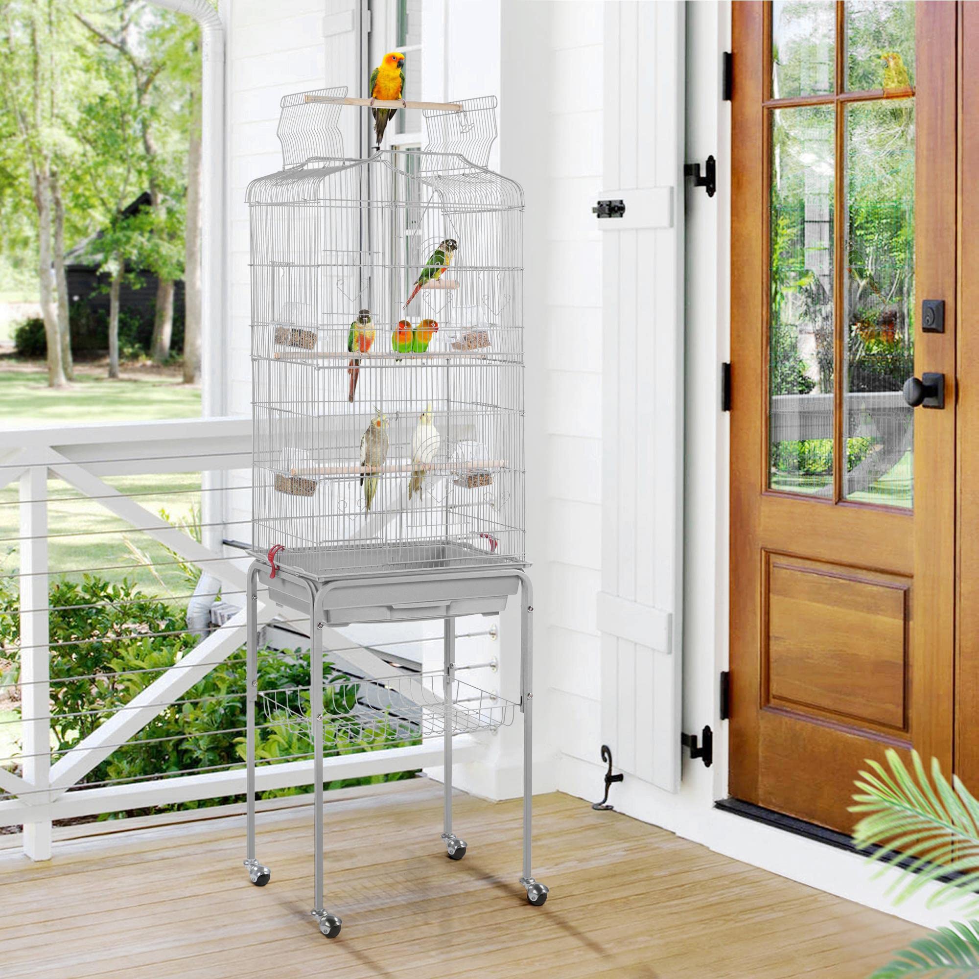 Picture of Snapklik.com : 64inch Height Open Top Bird Cage Metal Parrot Cage w ...