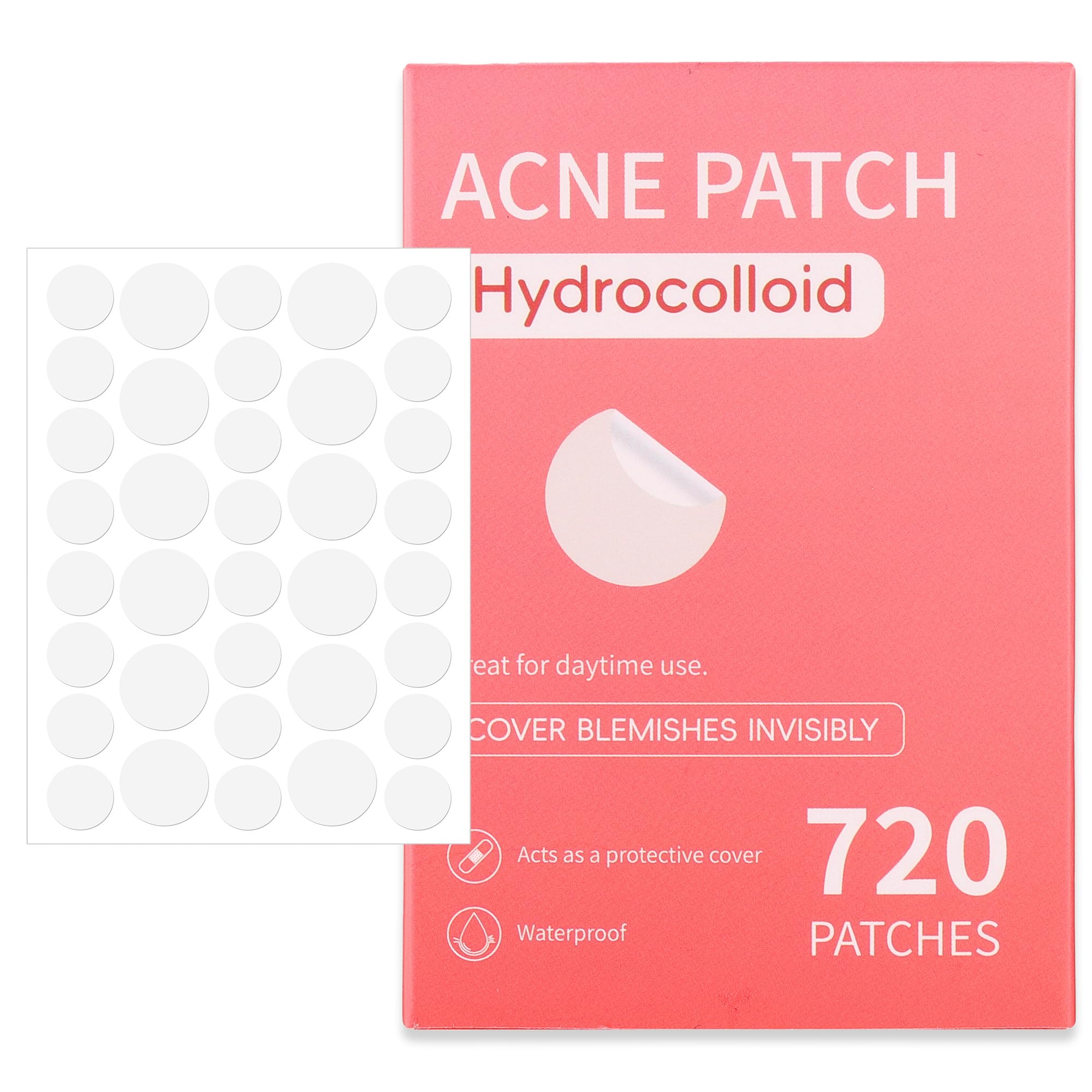 Pimple Patches for Face 2 Size 720 Pcs Acne Patches Clear Hydrocolloid Patches for Covering Zits and Blemishes