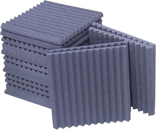 Paneles de espuma a prueba de sonido Elvaty con aislamiento ignífugo Paneles de espuma acústica paquete de 48 paneles cuadrados de 12 x 12 x 1