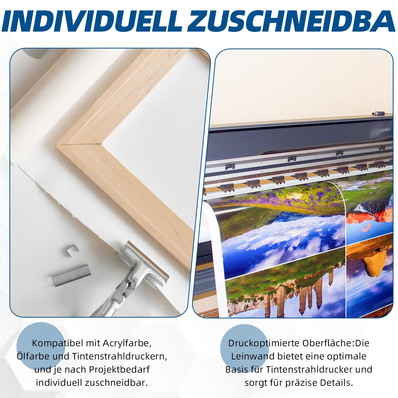 Leinwandrolle aus Reiner Baumwolle, 280 g/m², schwere Leinwand für hochauflösenden Farbdruck, geeignet für Acryl-, Öl- und Tintenstrahlmalerei. (76 cm * 10 m)
