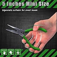 Vista 3 de SPEEDWOX Mini alicates de punta larga de 5-1/2 pulgadas, alicates de punta de cadena con cortador de alambre, cortadores laterales de nariz de aguja