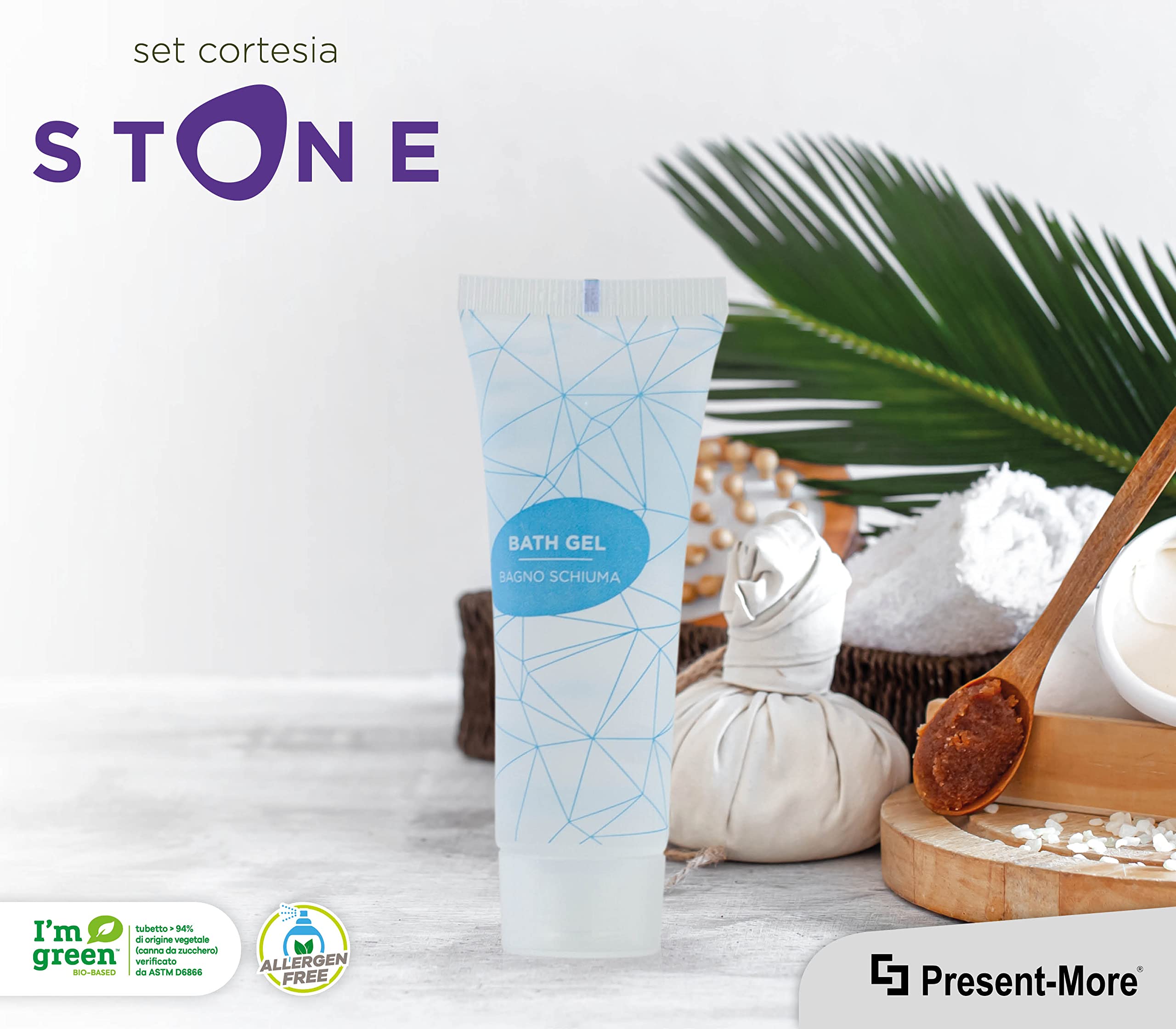 Bagnoschiuma Monodose Stone 30ml 250 Pezzi Senza Allergeni Fragranza Relaxing per Hotel B&B