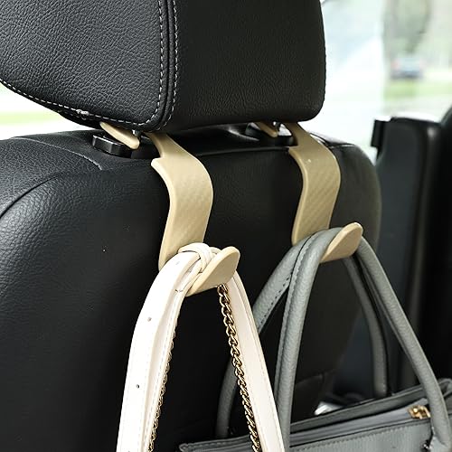 Miniatura 36 de Amooca Paquete de 4 ganchos para reposacabezas de asiento de automóvil, organizador universal de almacenamiento de automóvil, para bolso, bolso, Gris