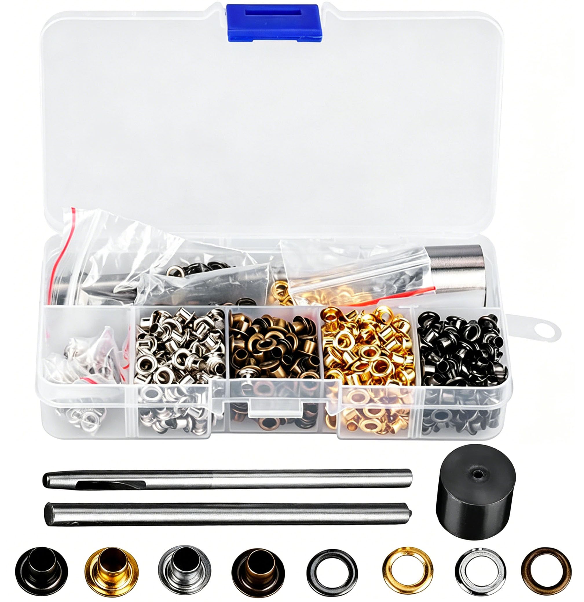 Moofey 420 ojales y ojales, kit de ojales de cuero de 3 mm, juego de 3 herramientas de trabajo manual, kit de ojales para manualidades, ropa, accesorios de costura