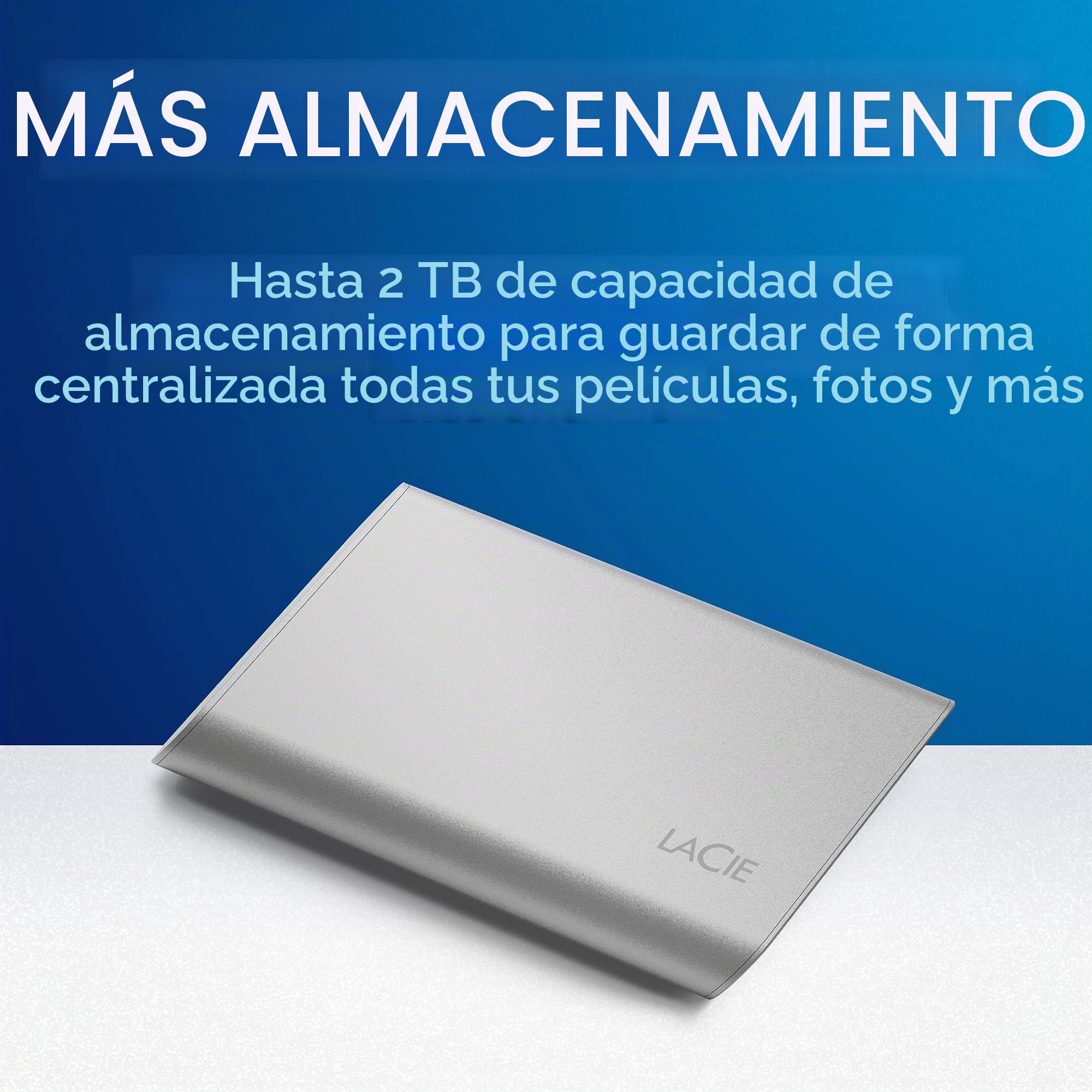 LaCie Portable SSD, 500 GB, Unidad de estado sólido externa, 1.050 MB/s, para PC Mac & iPad, Data Rescue Service (STKS500400)