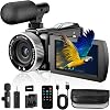 4K video camera, 48MP Photo/ 4K 60FPS Video Recorder, digital camcorder for vlogging Youtube,with 2 batteries/wireless MIC/SD card/Remote
