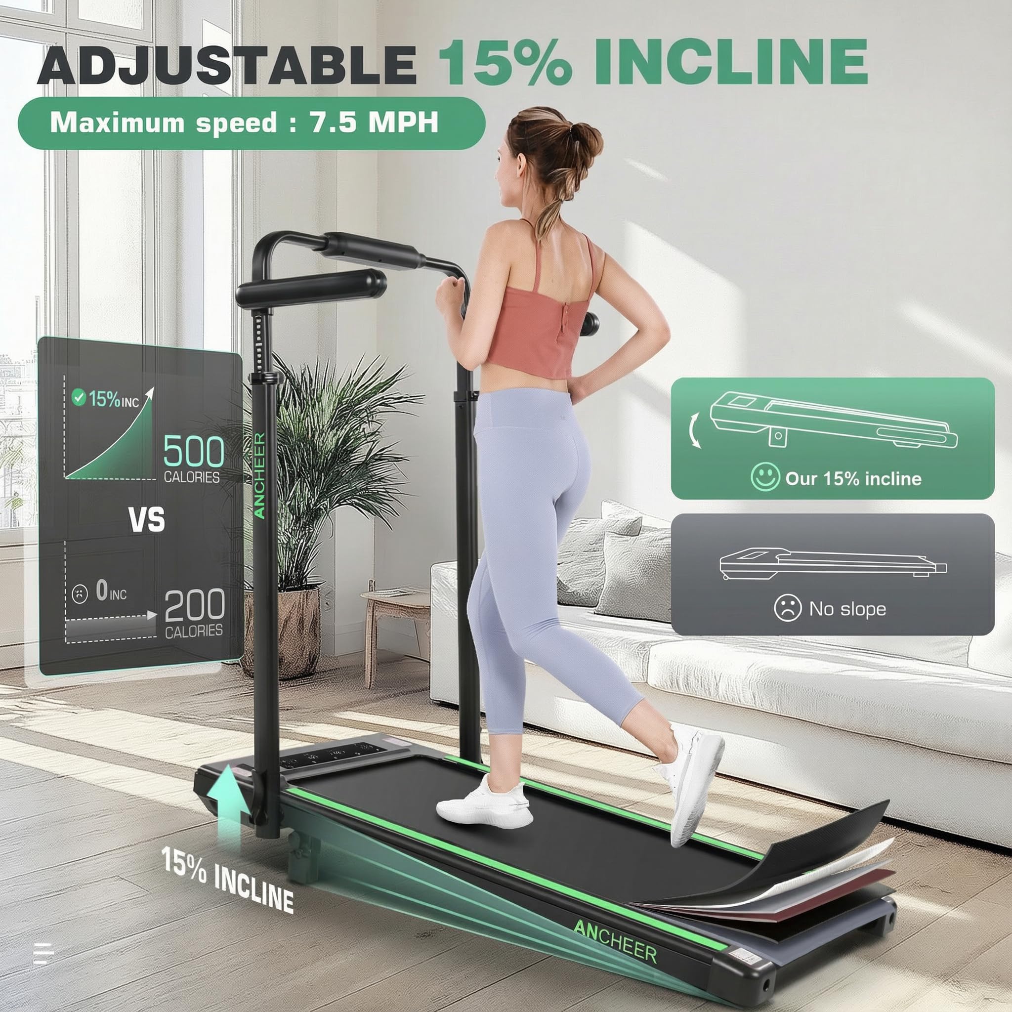YESOUL Treadmill for Seniors with Long Handrails, Emergency Stop Button product image 16