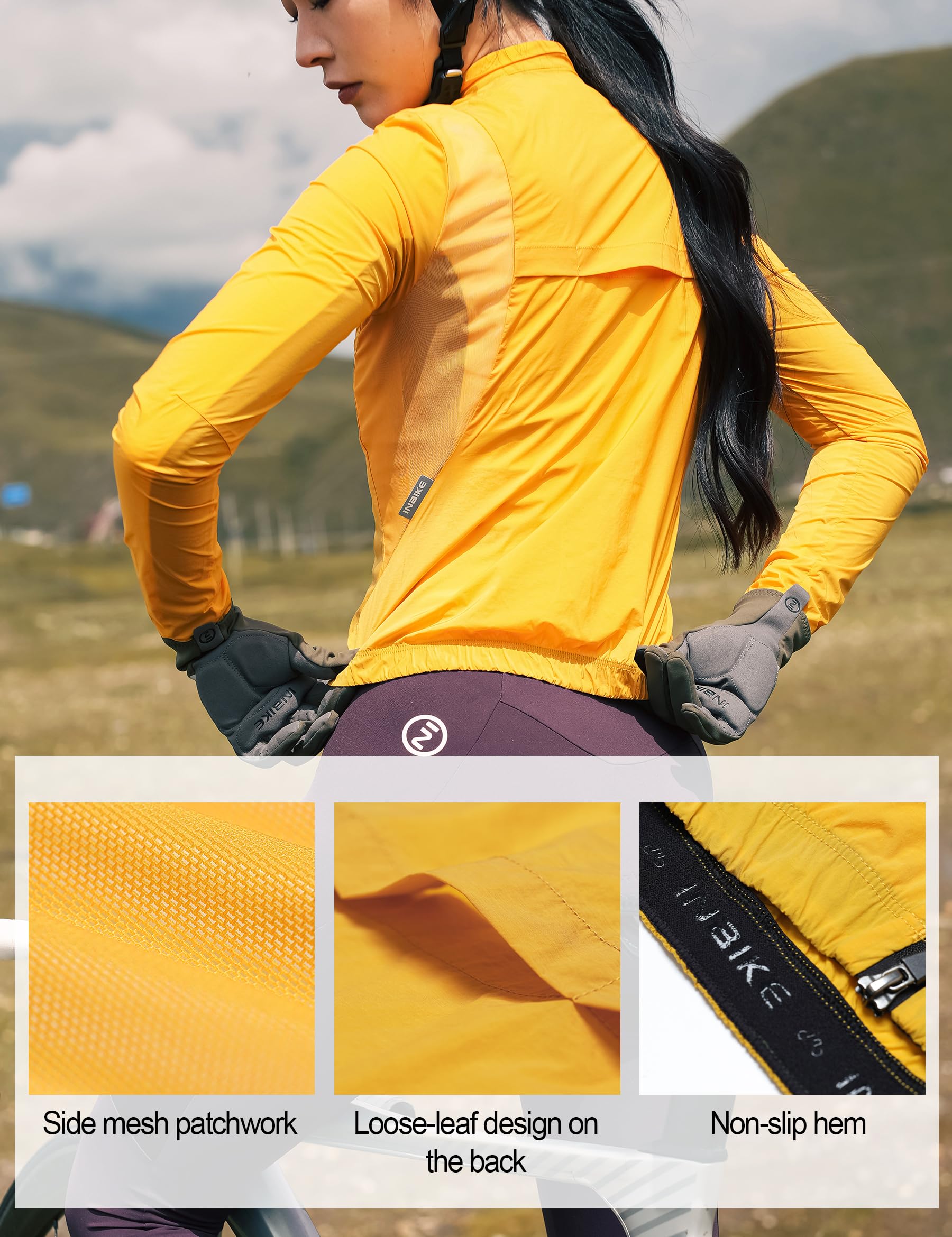 INBIKE Veste Coup Vent Femme Protection Uv SPF50+ Léger Pour Vélo Course à Pied Trekking Randonnée Vie Quotidienne KY466