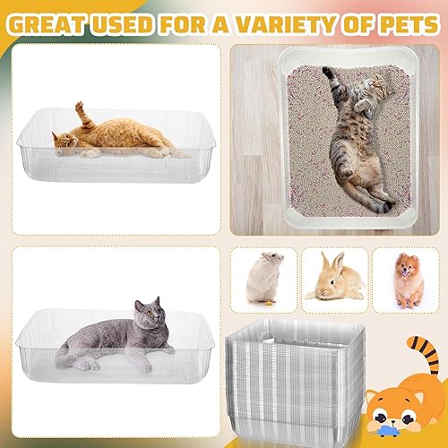 Miniatura 3 de Zubebe Paquete de 50 cajas de arena desechables para gatos, bandeja de arena desechable grande para gatos de 19.69 x 15.75 x 3.94 pulgadas, bandeja