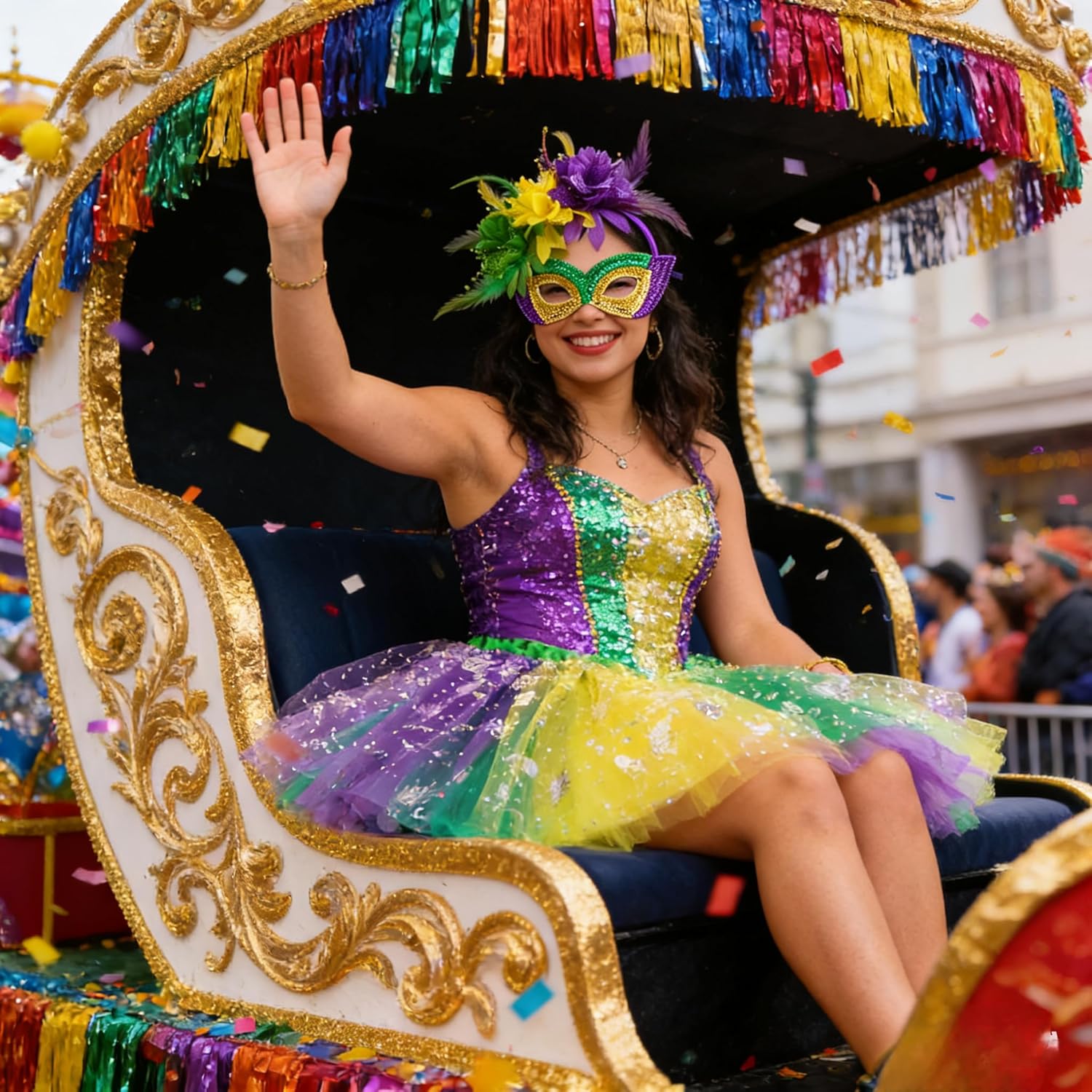 3Pcs Tutu Costume Accessories Set for Women, Mardi Gras Decorations, Tutu Skirt, Bowtie Headband, Mask, for Women and Girls Carnival Halloween Party Favor (Style B) - Image 4