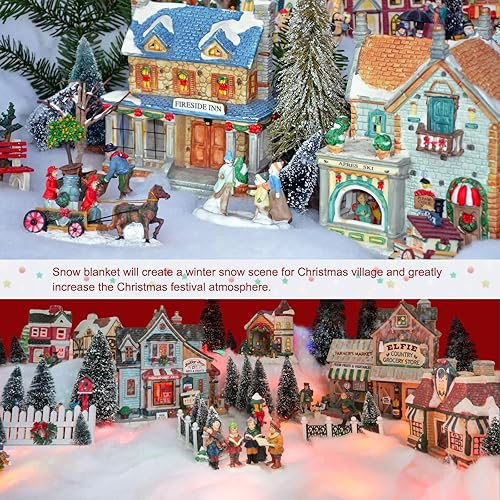 Miniatura 4 de Paquete de 2 rollos de manta de nieve de Navidad, 15.7 pulgadas x 5 pies, manta de nieve falsa para aldea de Navidad, manta de nieve artificial