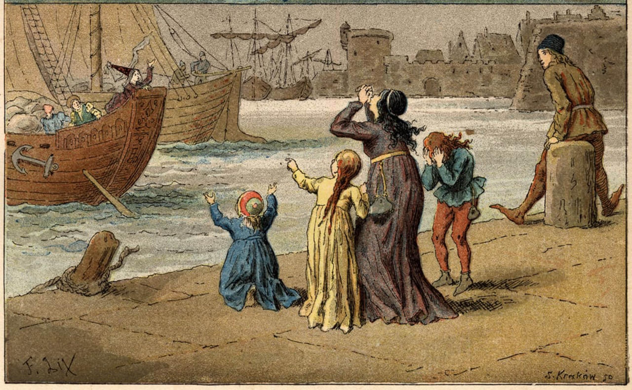 SERENDIPITP Retro Picture Poster Wall Art Pictures Painting Children Mourn Their Sea by Frederic Theodore Lix Wall Art Canvas Print for Wall Decor 60x90cm