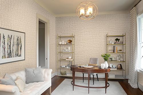 Miniatura 10 de Guvana Papel tapiz grueso de 15.7 x 118 pulgadas, color blanco grueso, textura de tela de pasto sintética, papel de contacto autoadhesivo grueso,