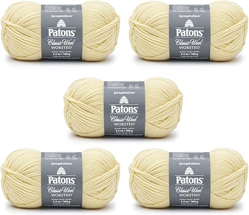 Miniatura 3 de Patons Classic Wool Rich Grass Yarn - Paquete de 5 hilos de 3.5 onzas  3.53 oz - Lana - 4 medianos - 210 yardas - Tejidoganchillo