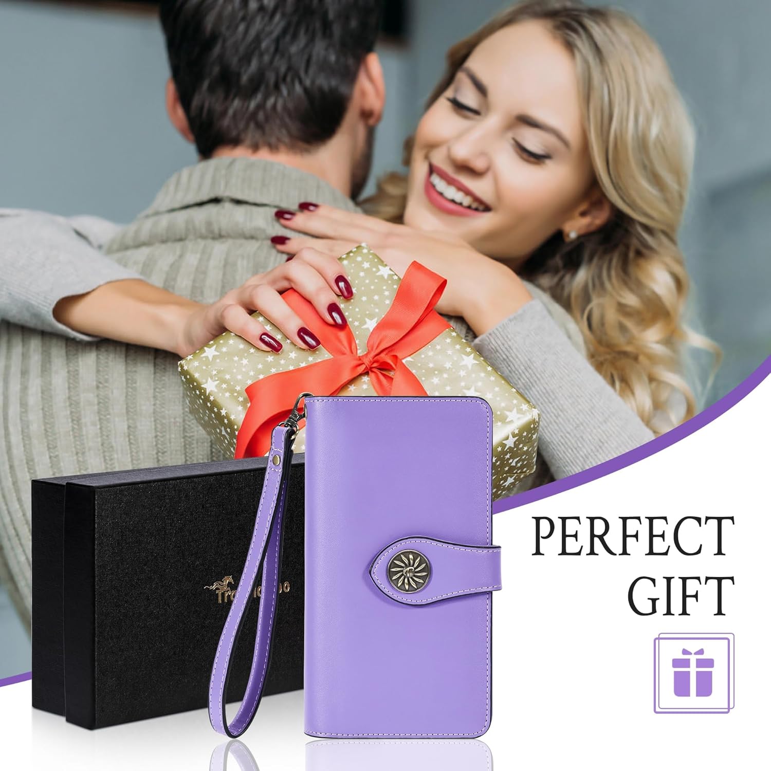 Travelambo Women's Wallet RFID Blocking Credit Card Holder Large Capacity Wristlet Leather Wallets Purse - Image 6