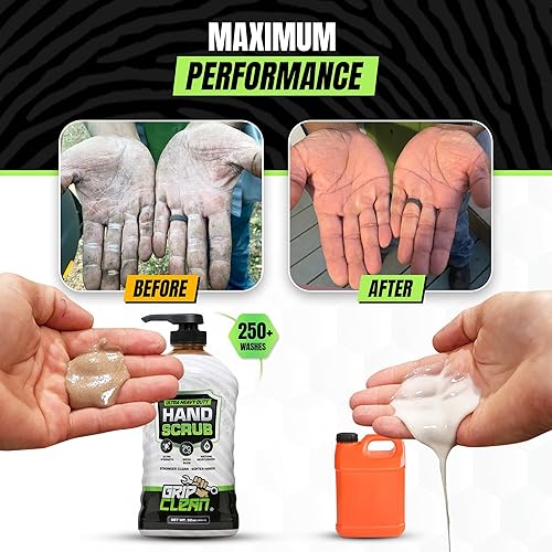 Miniatura 3 de Grip Clean Limpiador de manos ultra resistente para mecánicos, tecnología de infusión de cáscara de nogal y arcilla que elimina grasa, aceite y