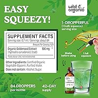 Vista 3 de Wild & Organic Goldenseal - Tintura de raíz – Limpieza pulmonar, apoyo inmunológico y digestivo – Suplemento líquido de sello dorado – Gotas