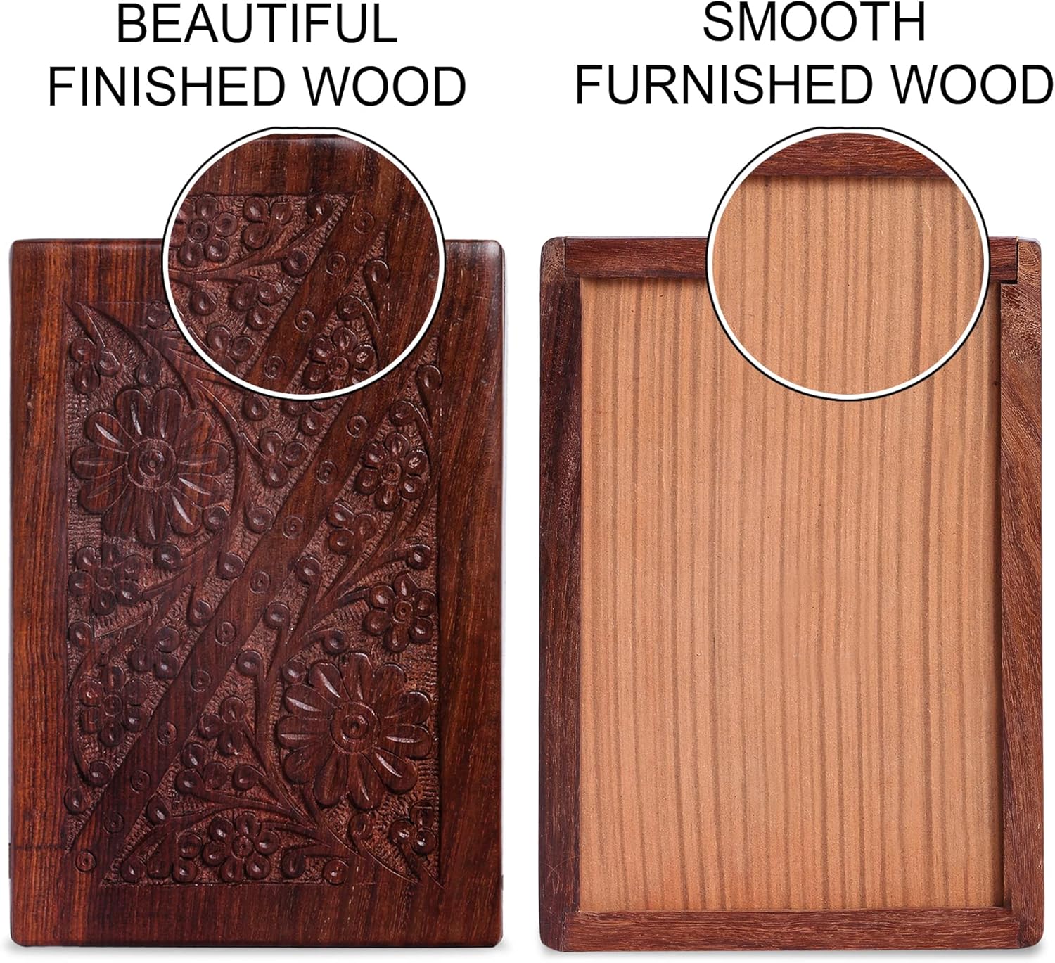 Wooden Urn Box for Human Ashes, Cremation Funeral Urns Hand Carving Decorative Urns for Pet Memorial & Adult, Keepsake (Medium)