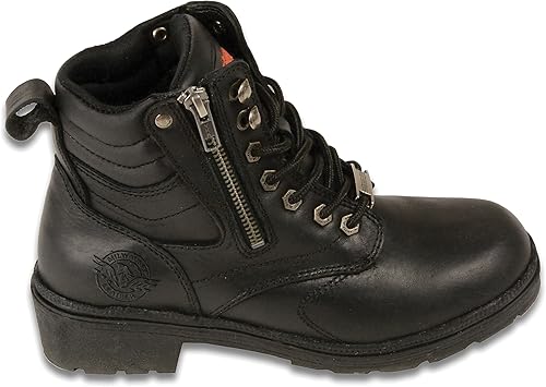 Miniatura 3 de Milwaukee Leather MBL9320W - Botas de motocicleta con cordones para mujer, de cuero negro de alta calidad, ancho amplio