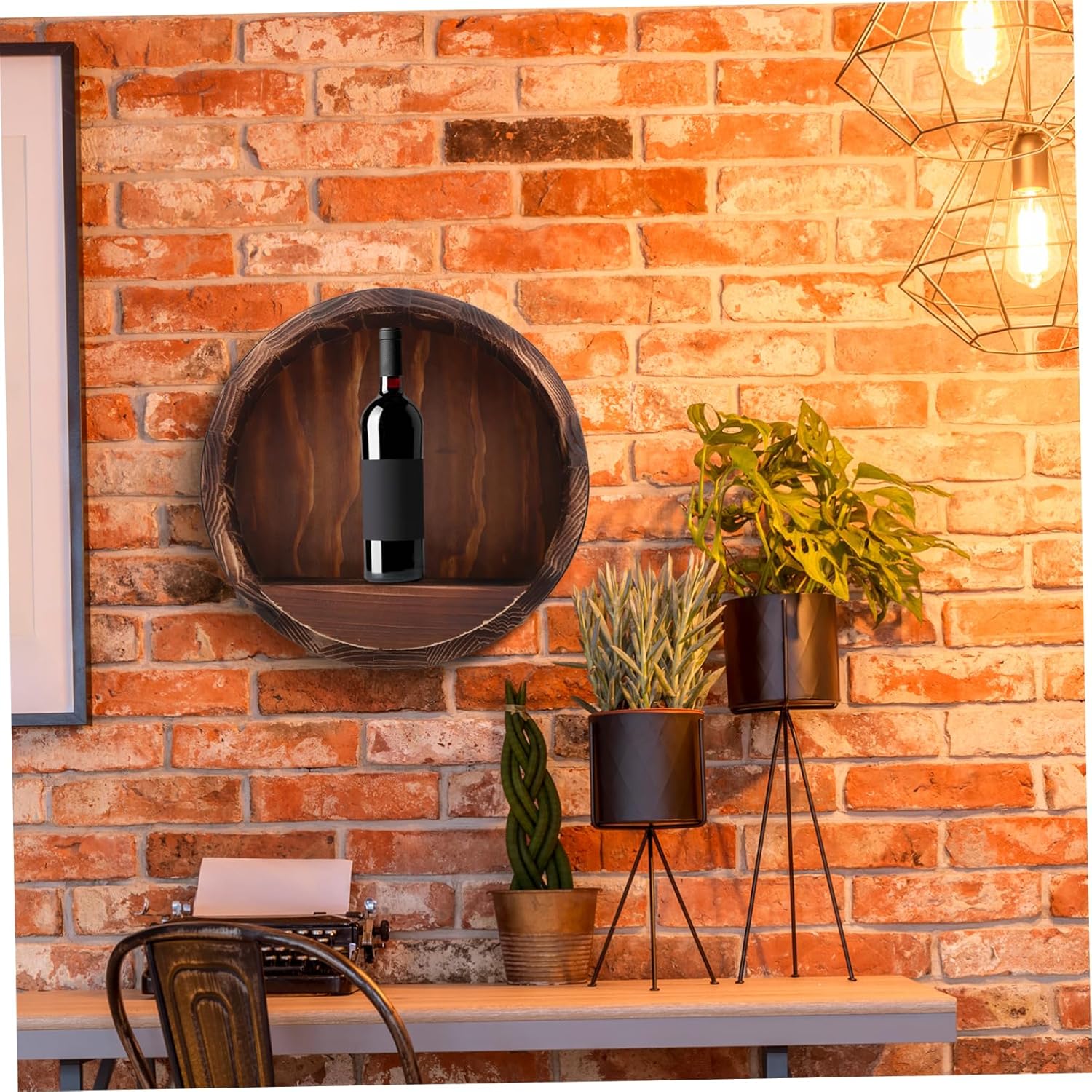 BESTYASH Rustic Wall Mounted Wine Rack Vintage Wrought Wine Shelf for Home Decor Easy Installation Liquor Display Organizer Space-Saving Wall Storage