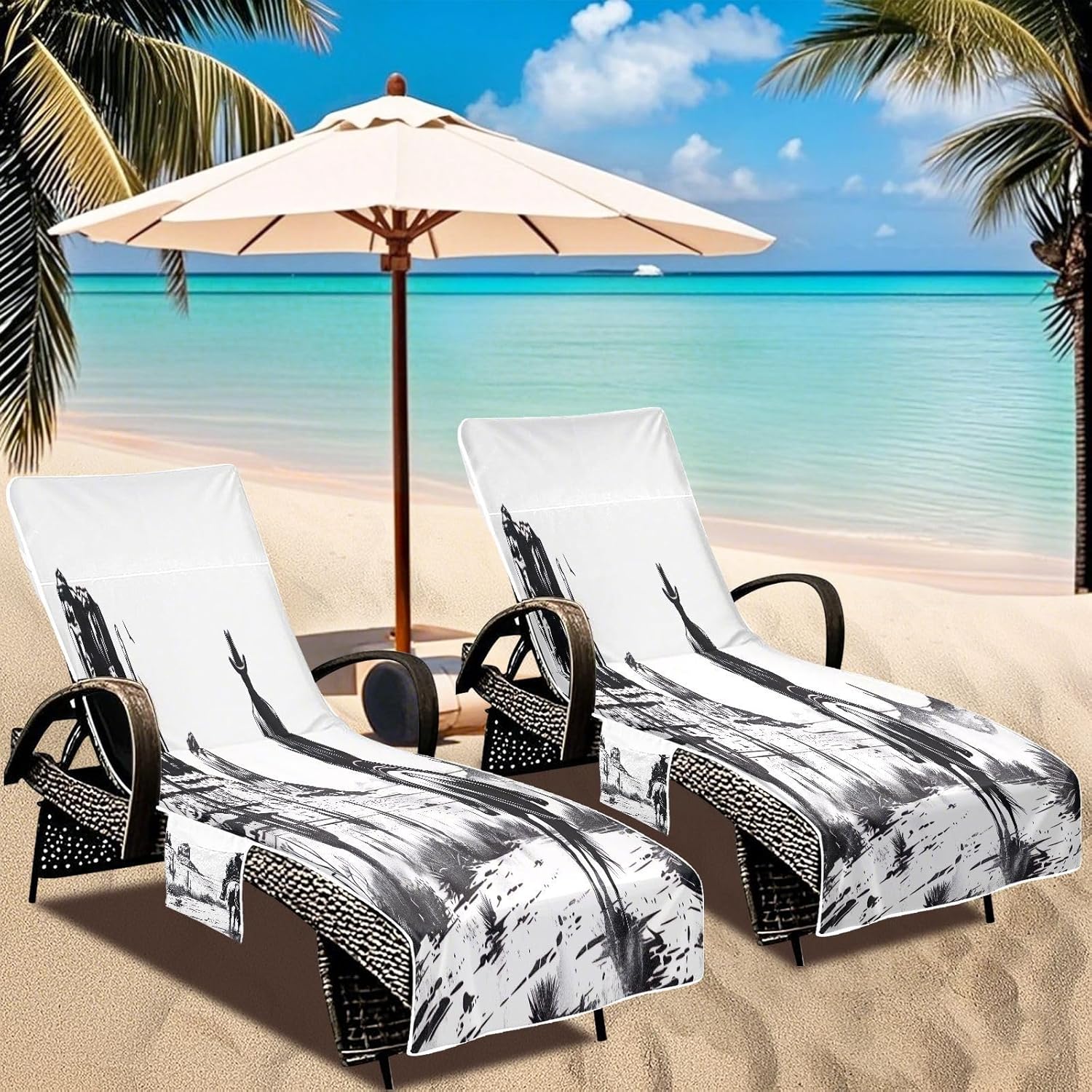 FRMG Cowboy American West Patio Chaise Lounge Covers Beach Chair Cover Beach Chair towel lounge chair towel cover A0900385a