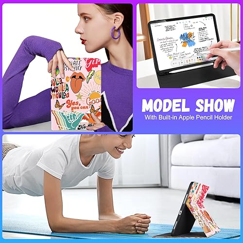Miniatura 10 de Uppuppy Funda para Apple iPad Pro 12.9, para iPad de 12.9 pulgadas, funda para niños, lindo soporte para lápices folio, mujeres, adolescentes,