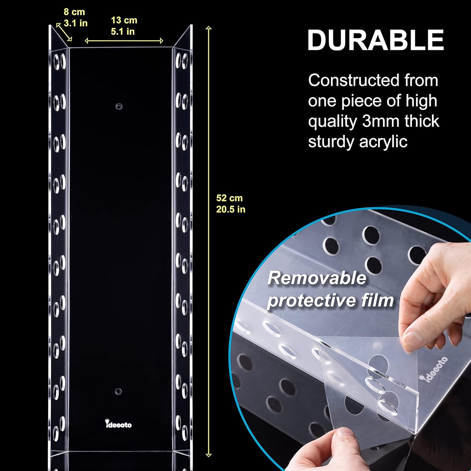 Ideeoto Drumstick Display Rack - Acrylic Drumstick Holder Stand - Used to Display 10 pairs of Drumsticks - No Assembly Required - Complete with Blue Microfiber Polishing Cloth : Musical Instruments