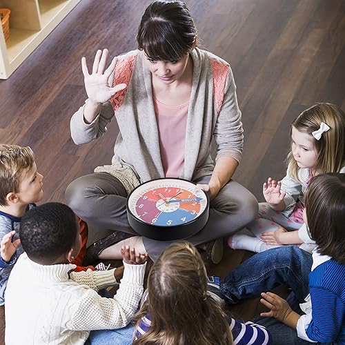 Miniatura 5 de OSTAR Telling Time - Reloj de pared para enseñanza, analógico, silencioso, para decoración de habitación de niños, funciona con pilas