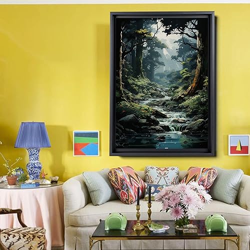 Miniatura 2 de Waterfall print canvas print, fantasy wall art, watercolor print, high fantasy, nature landscape wall art for living room