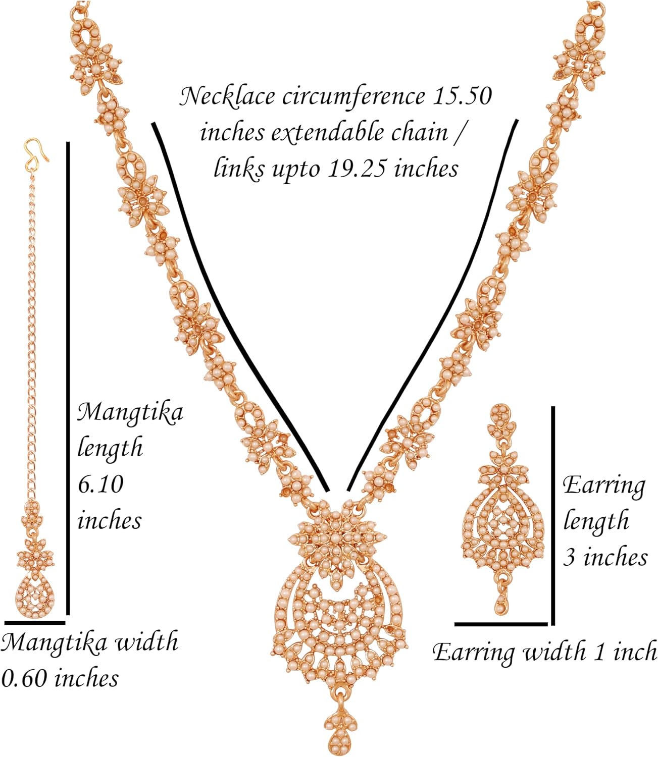 Touchstone Indian jewelry sets for women maang tikka wedding guest gold necklace bollywood jewellery set pageant elegant prom bride accessories western crystal chunky rhinestone necklaces image 5