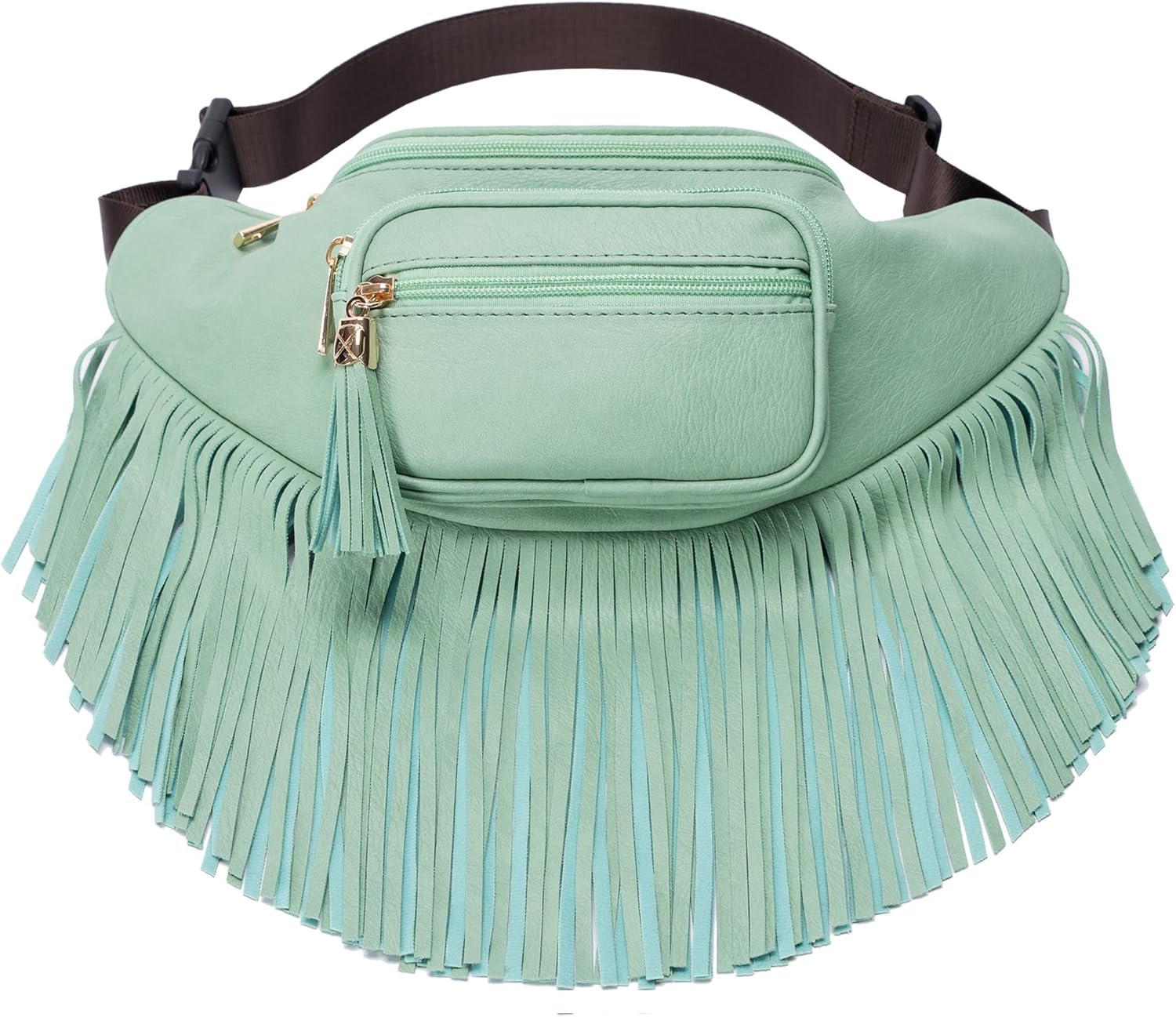 Solene Fringe Waist bag for women with Multi Zipper Pockets
