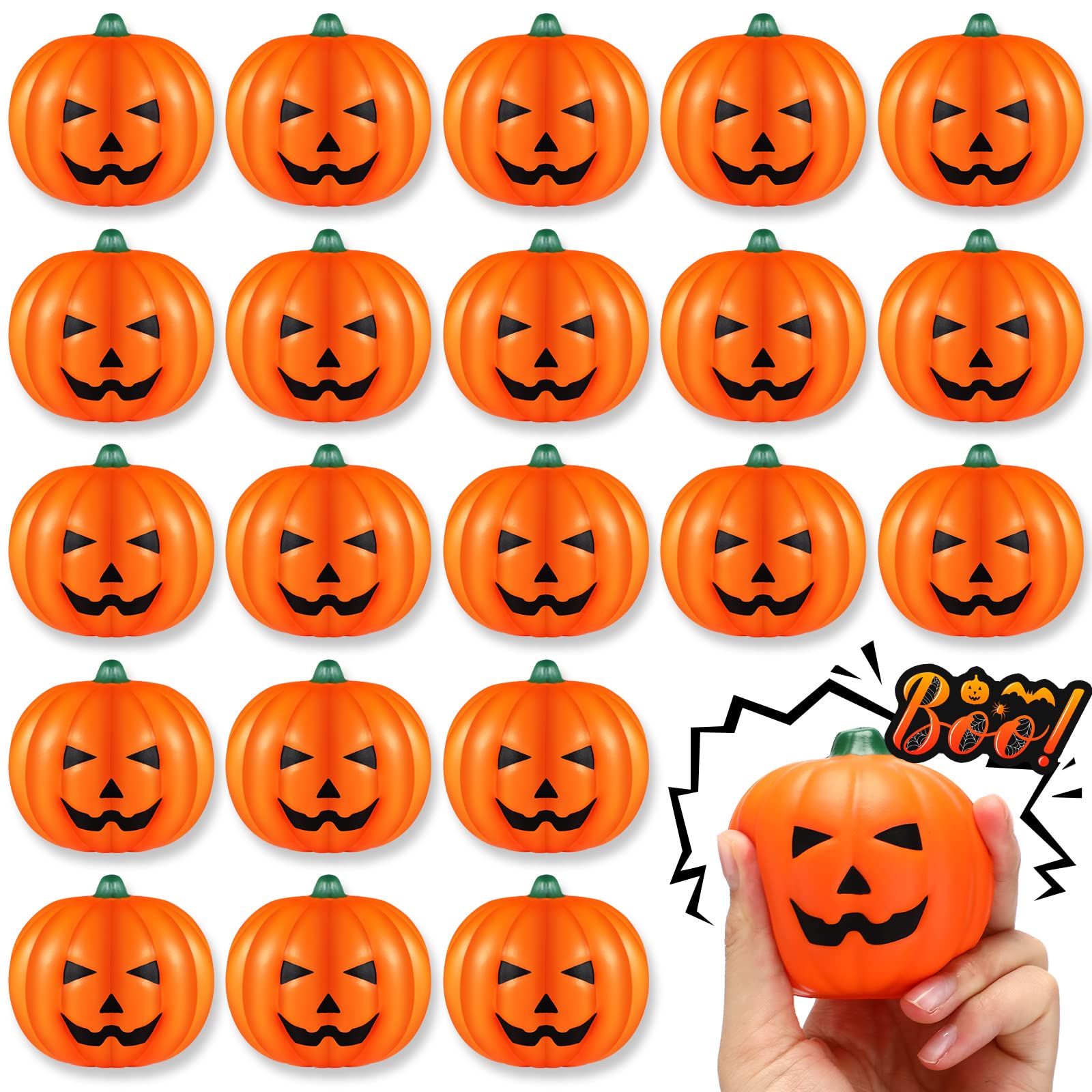 20 Pcs Halloween Pumpkin Stress Ball Stress Relief Squeeze Mini Balls Halloween Party Favors Toys Foam Stress Ball for Halloween Party Decoration Supplies, School Carnival Reward, Party Bag Fillers
