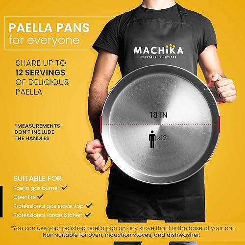 Miniatura 8 de Machika Sartén  Paella de acero al carbono  Sartenes de acero al carbono para cocinar  Sartén fina de acero al carbono para paella  Perfecto para