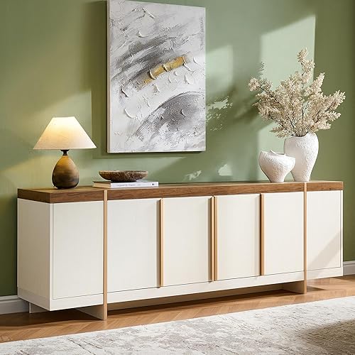 Miniatura 8 de OKD Moderno soporte de TV de 70 pulgadas, centro de entretenimiento para televisores de hasta 80 pulgadas, consola de TV con almacenamiento, zócalo