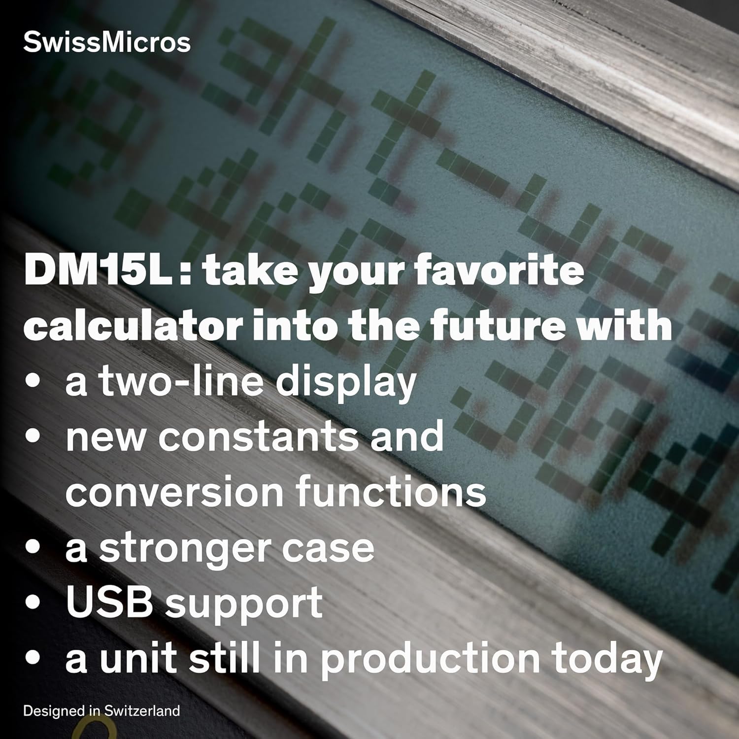 SwissMicros DM15L RPN Calculator – HP 15C Inspired |Titanium Shell | Complex Numbers & Matrix | USB | Root-Solver