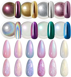 Beetles Chrome Nail Powder Mirror Effect Holographic Aurora Iridescent Pearlescent Manicure Nail and Pearl Gel Nail Polish