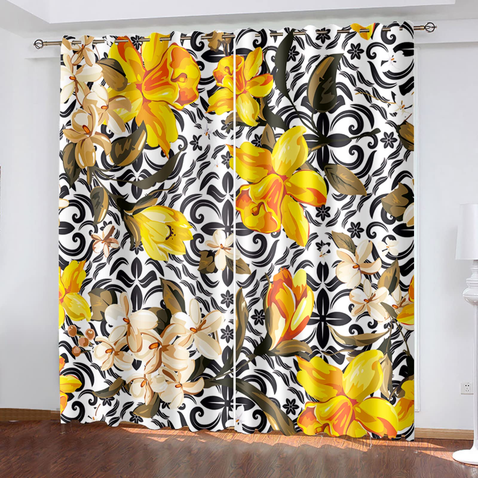 Vorhang Blickdicht Verdunklungsvorhänge Gardienen 2-SetBlume 150x166cm