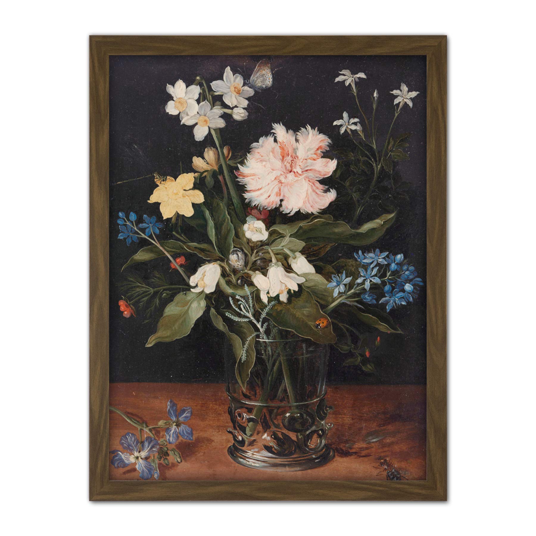 Artery8 Brueghel Still Life With Flowers In Glass Painting Artwork Framed Wall Art Print 18X24 Inch