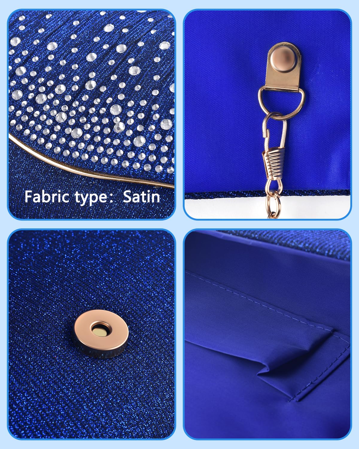 TINDTOP Evening Clutch Purses for Women Handbags for Formal Wedding Party Cocktail Prom Crossbody Shoulder Envelope Bag | for Formal Wedding, Party, Cocktail, Prom, for Formal Wedding, Party: C-dark Blue