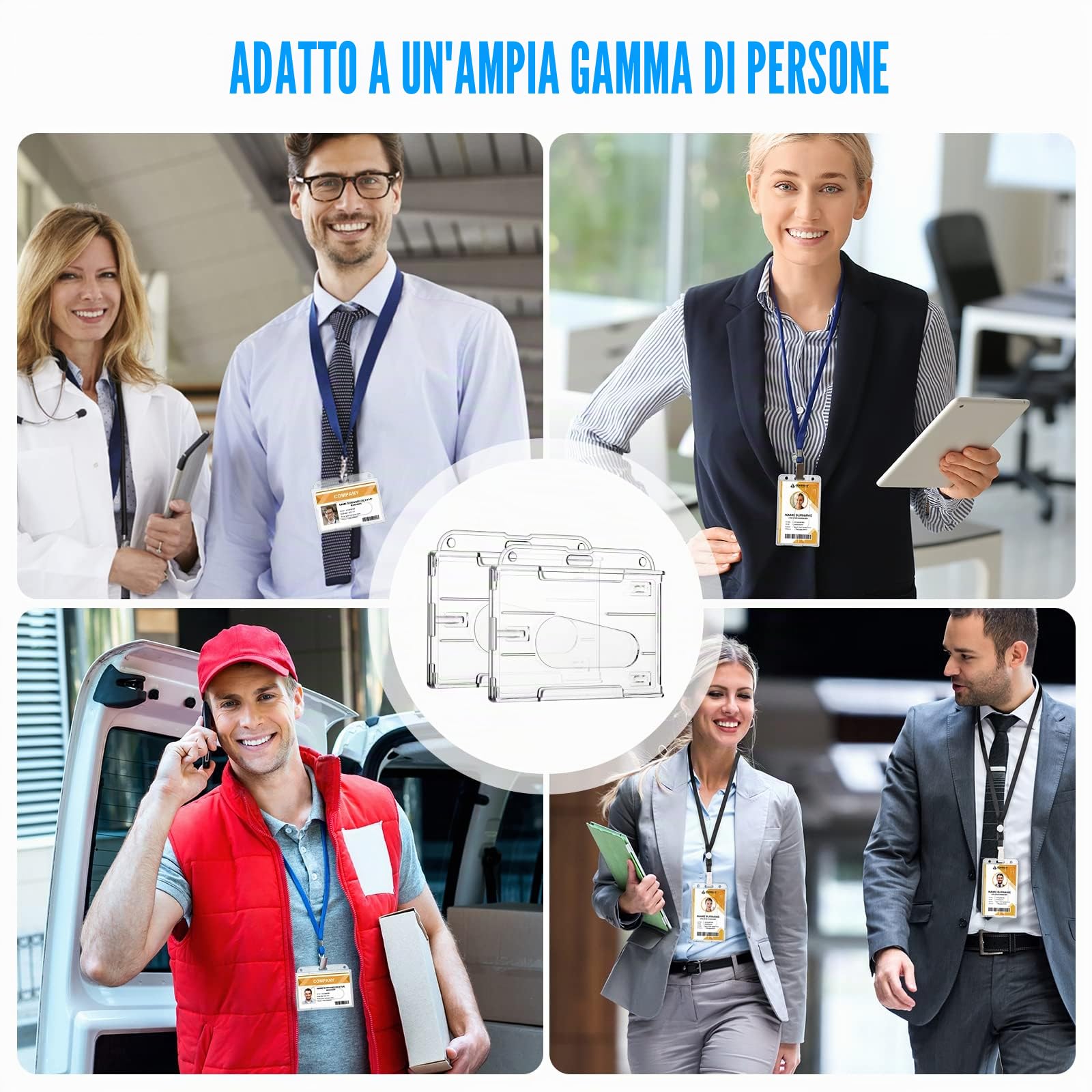 Vicloon Porta Badge 2Pcs Plastica Rigida Trasparente Porta Carte di Credito con Slot per Pollice