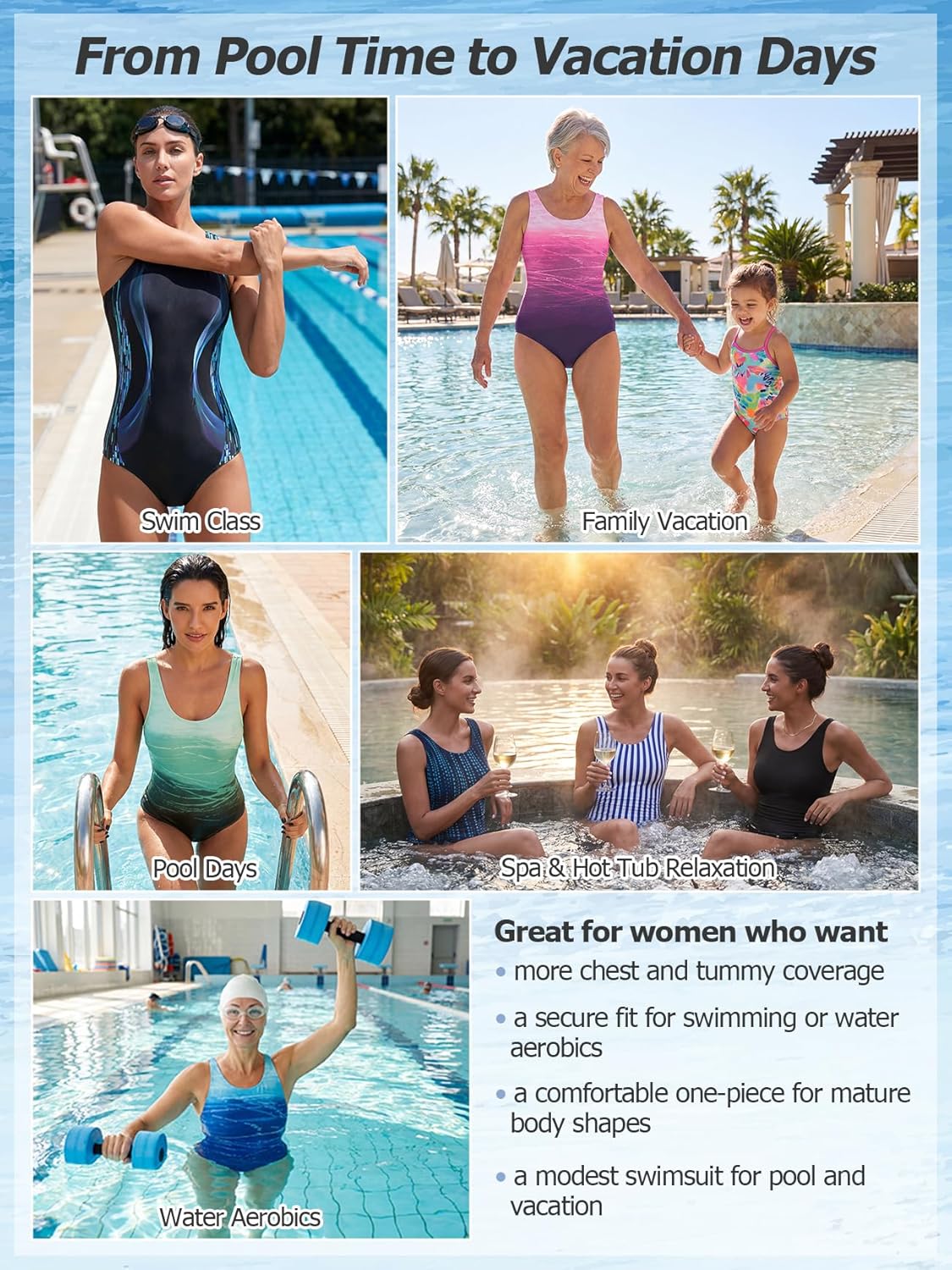 Athletic One Piece Swimsuit Women Modest Criss Cross Back Chlorine Resistant Swimwear with Built-in Bra