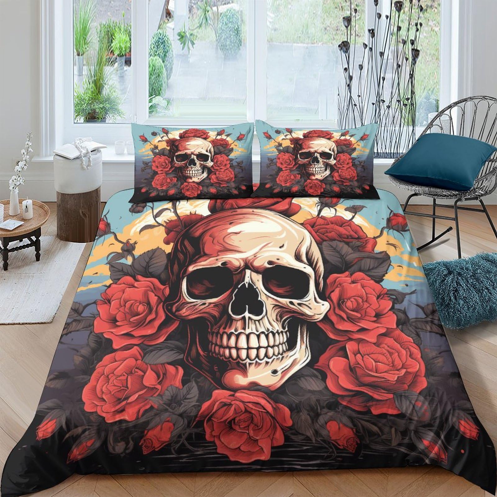 Housse de couette crâne rose pour sublimer une chambre d'ado ou d'adulte rétro gothique