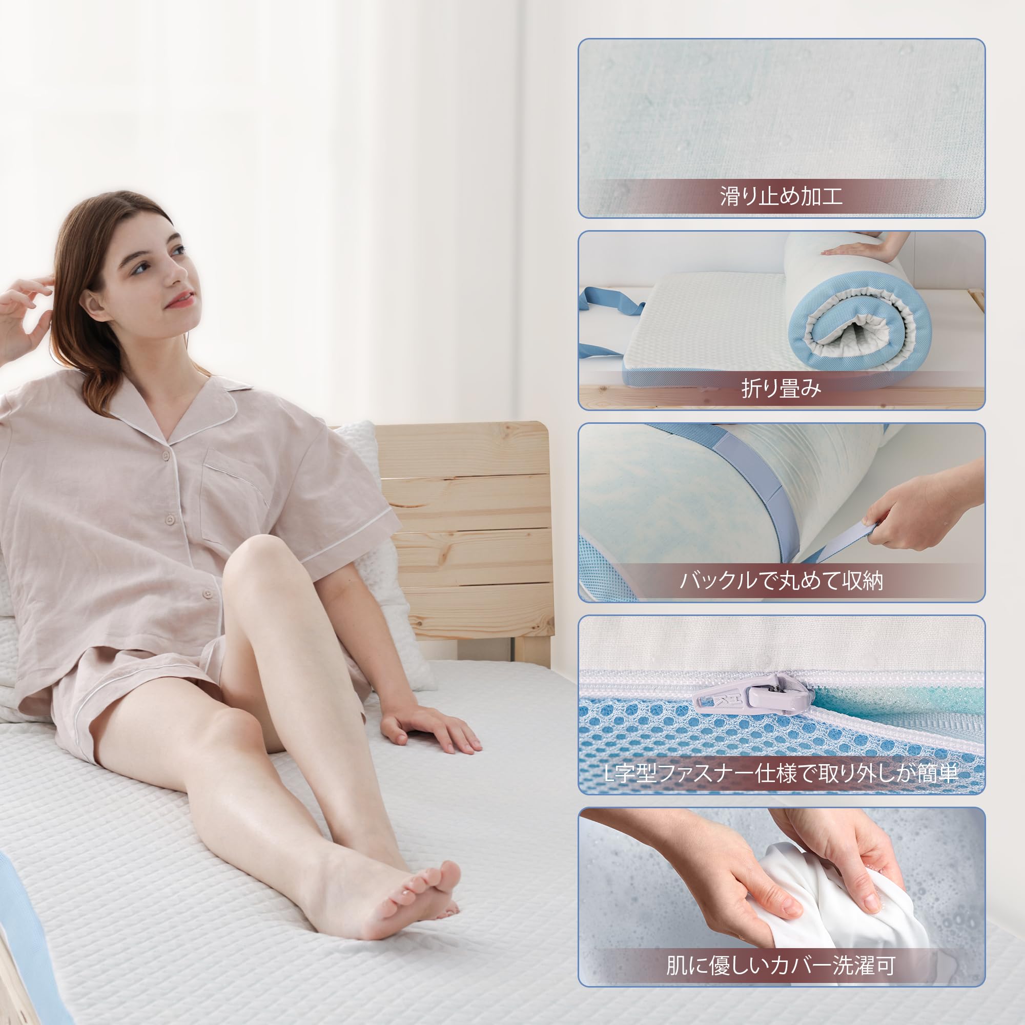 Amazon.co.jp: Wellflex マットレス ダブル 低反発 厚み5CM 折り畳み