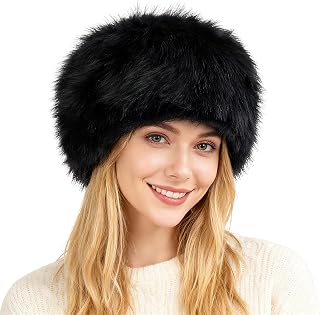Fluffy Faux Fur Fuzzy Warm Winter Bucket Hat Cap for Women