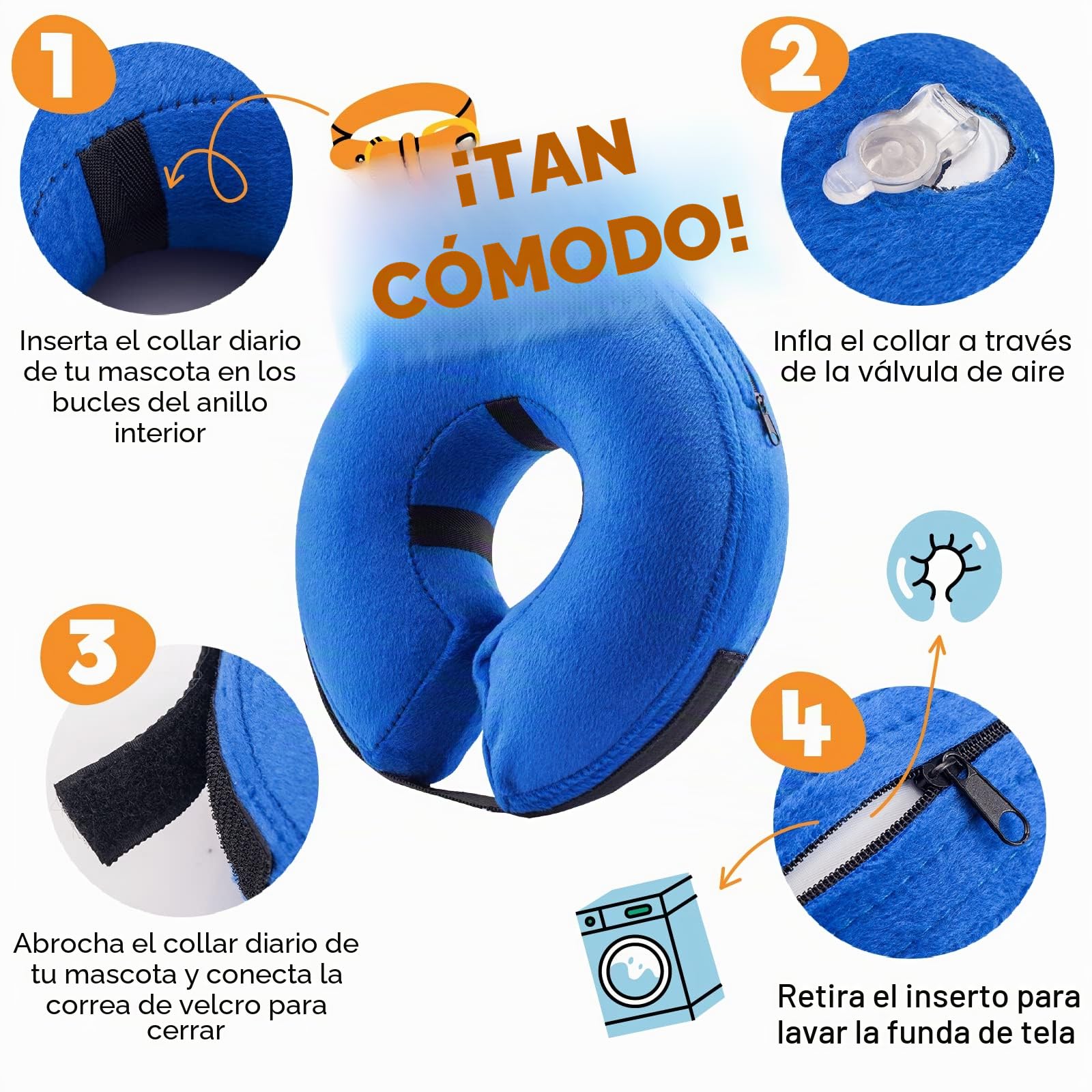 BENCMATE Collar Inflable Protector para Perros y Gatos, Collar de recuperación de Cono Suave para Perros no bloquea la visión