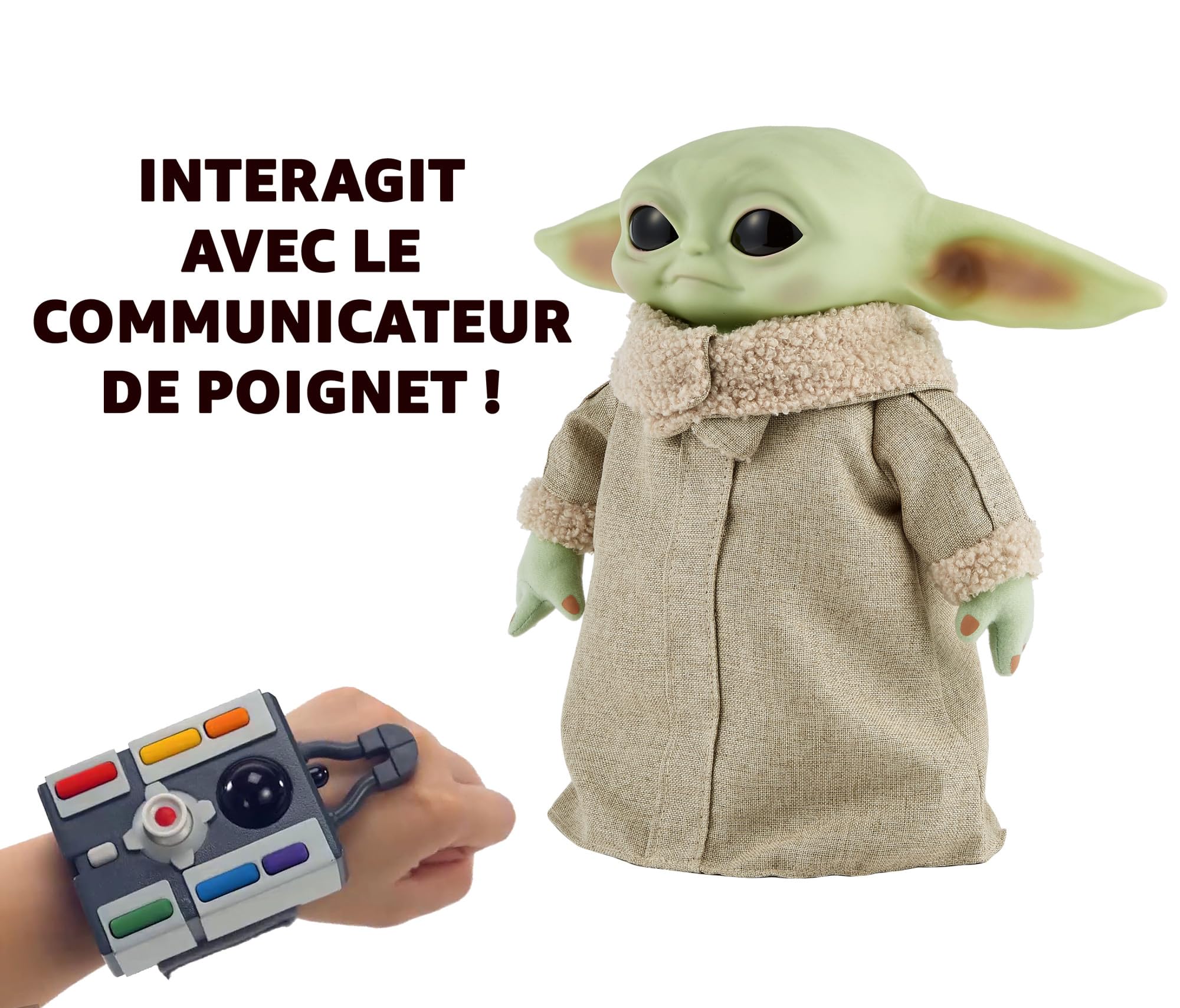 Mattel Disney Star Wars Le Mandalorien, Bébé Yoda Peluche Animée L’Enfant Radiocommandé Avec Mouvements Et Sons, Jouet Interactif Avec Bracelet Télécommandé, Jouet pour Enfant de 3 ans et Plus, GWD87