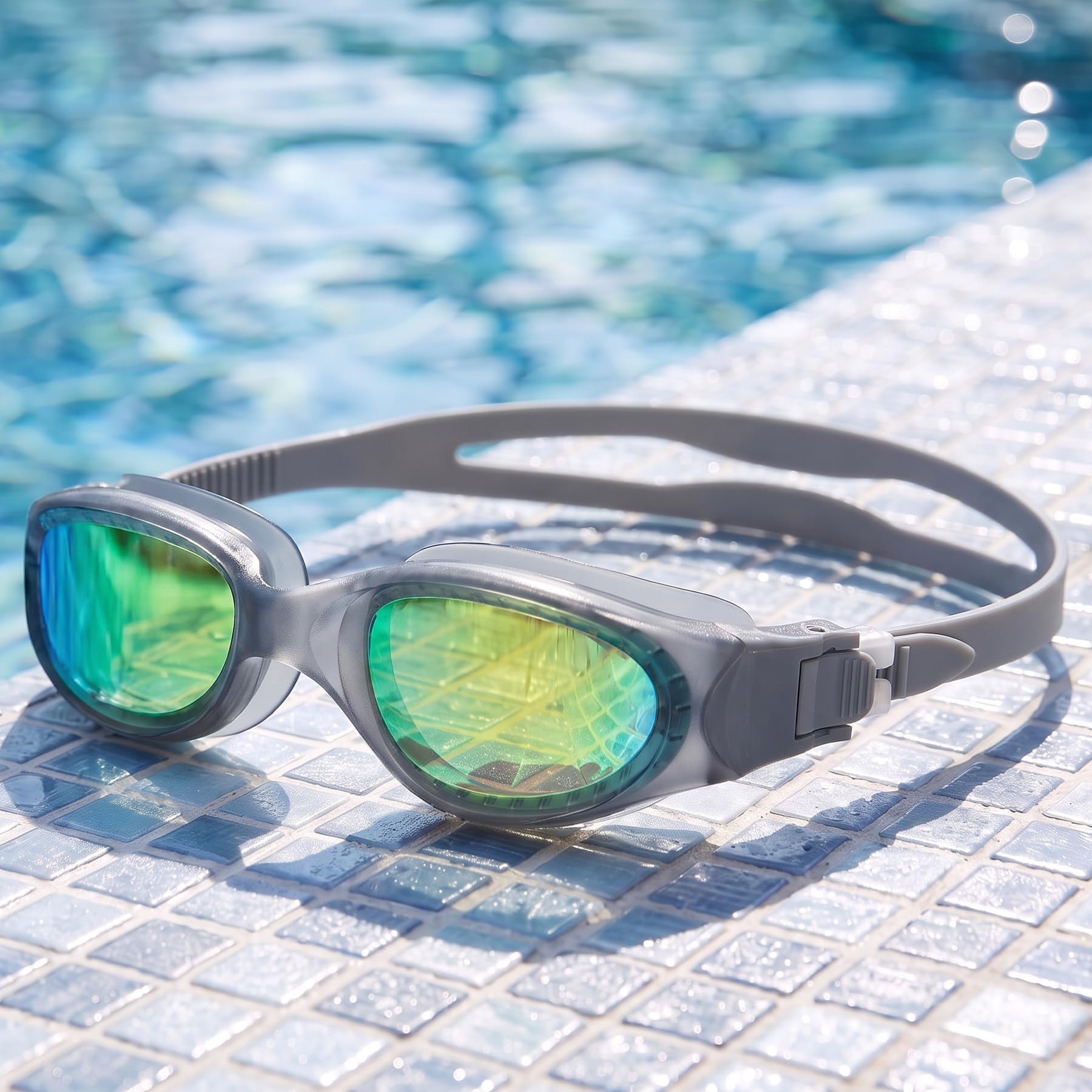 Occhialini da nuoto per adulti, anti-appannamento, anti UV, nessuna perdita, visione chiara, occhialini da nuoto per piscina, unisex, con lenti trasparenti