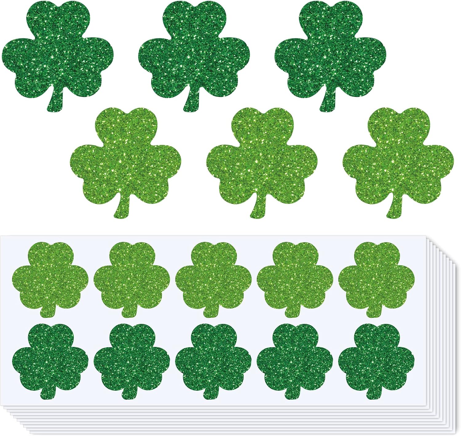Whaline 500Pcs St. Patrick's Day Stickers Glitter Green
