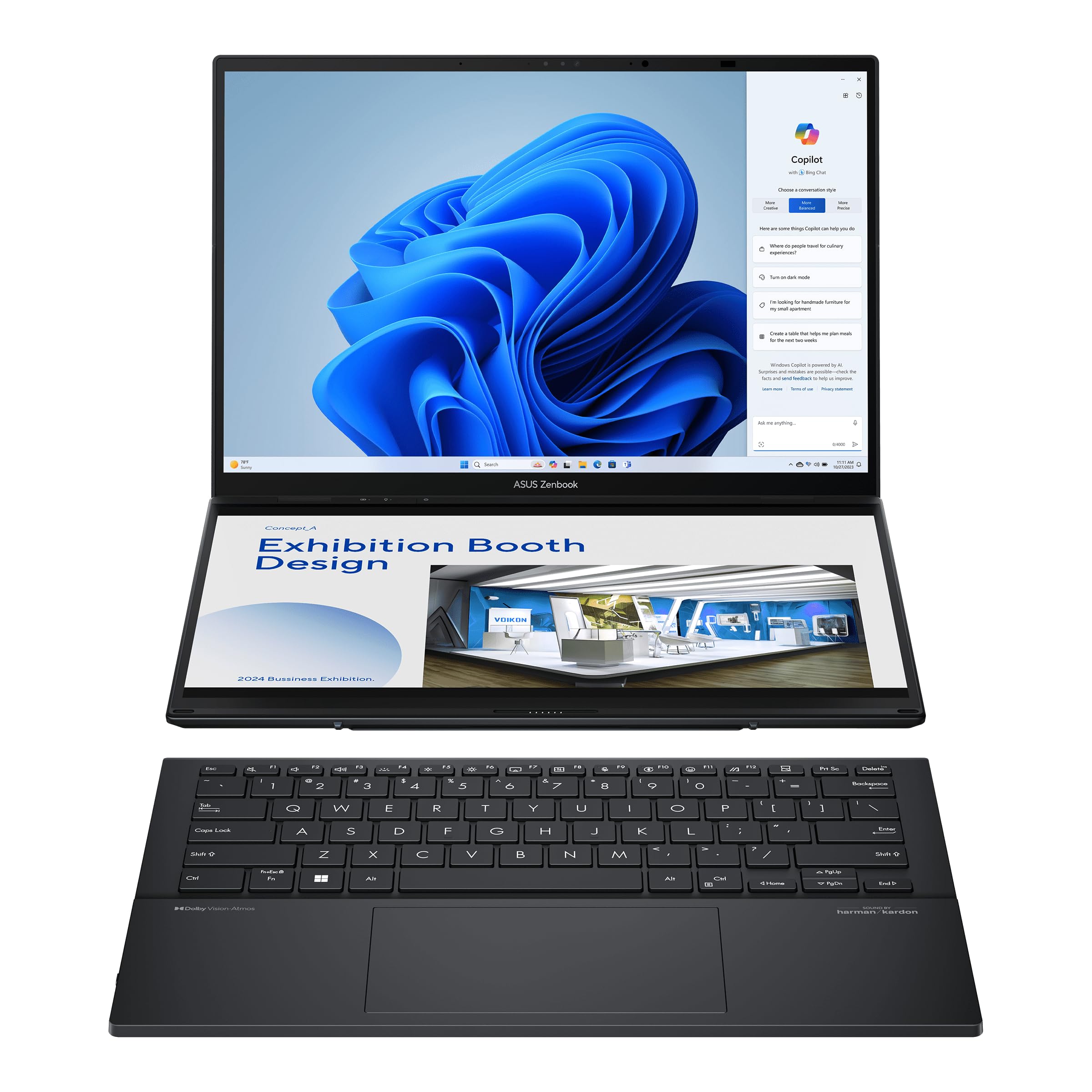 Asus Zenbook Duo UX8406CA#B0DPG2GRZK, Notebook con doppio Monitor 14" 3K OLED Glossy touchscreen, 120Hz, Intel Core Ultra 9, RAM 32GB, 1TB SSD, Intel Arc Graphics, Win 11 Home, Grigio