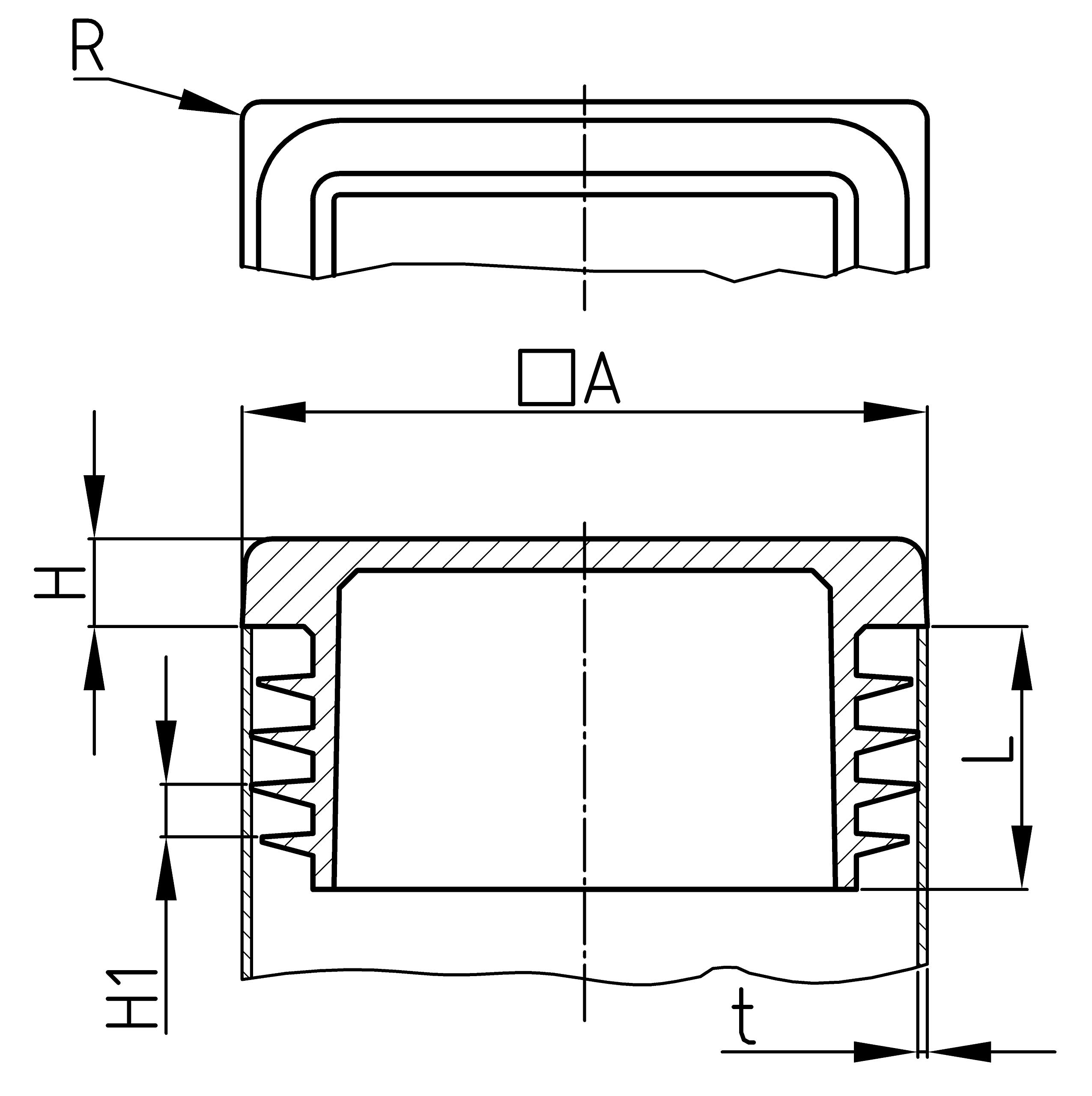 GAH Alberts stop vierkante buis voor boorgat PVC zwart 20x20 mm set 4 stuks 426712 Y51501478